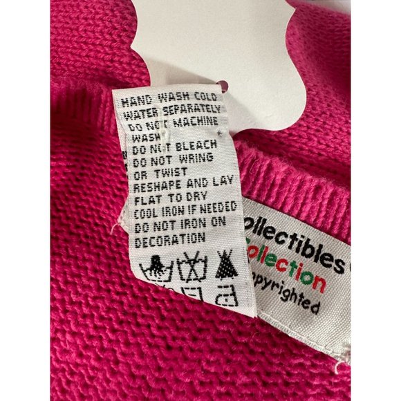 Heirloom Collectibles Petite Lg XMas Penguin Zip Cardigan Sweater Pink Cotton Bl - Picture 7 of 16